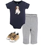 Hudson Baby Bodysuit, Pant and Shoe, Dog, 9-12 Months
