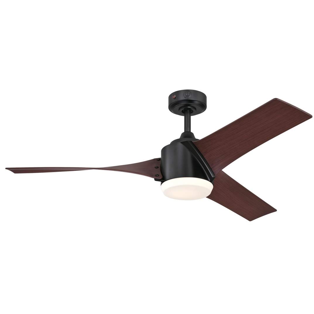 Westinghouse Lighting 72270 Evan, Modern LED Ceiling Fan with Light and Remote Control, 132 cm, Matte Black Finish, Opal Frosted Glass
