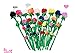Fumingsi 8 Piece Colorful Bendable Stuffed Rose Plush Flower 12