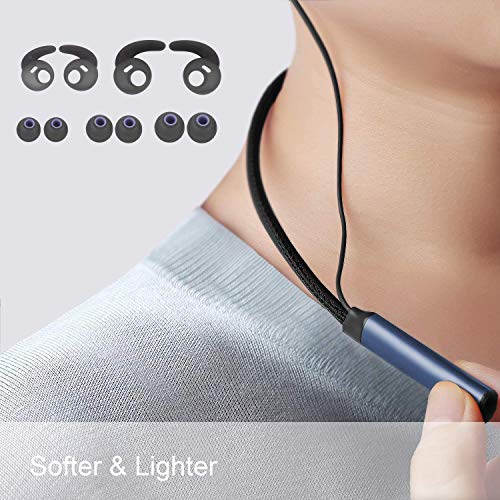 Bluetooth 5.0 Neckband Headphones, Wireless Neckband Headset Stereo Noise Cancelling, IPX5 Waterproof Sports Earphones, Gym, Workout, Travel, Business, Magnetic Earbuds – Blue