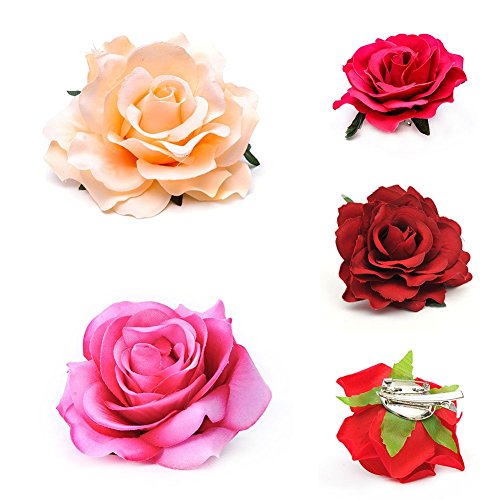 Yamalans 1Pc Women Rose Hair Clip Hairpin Corsage Brooch Pin Wedding Party Stage Decors
