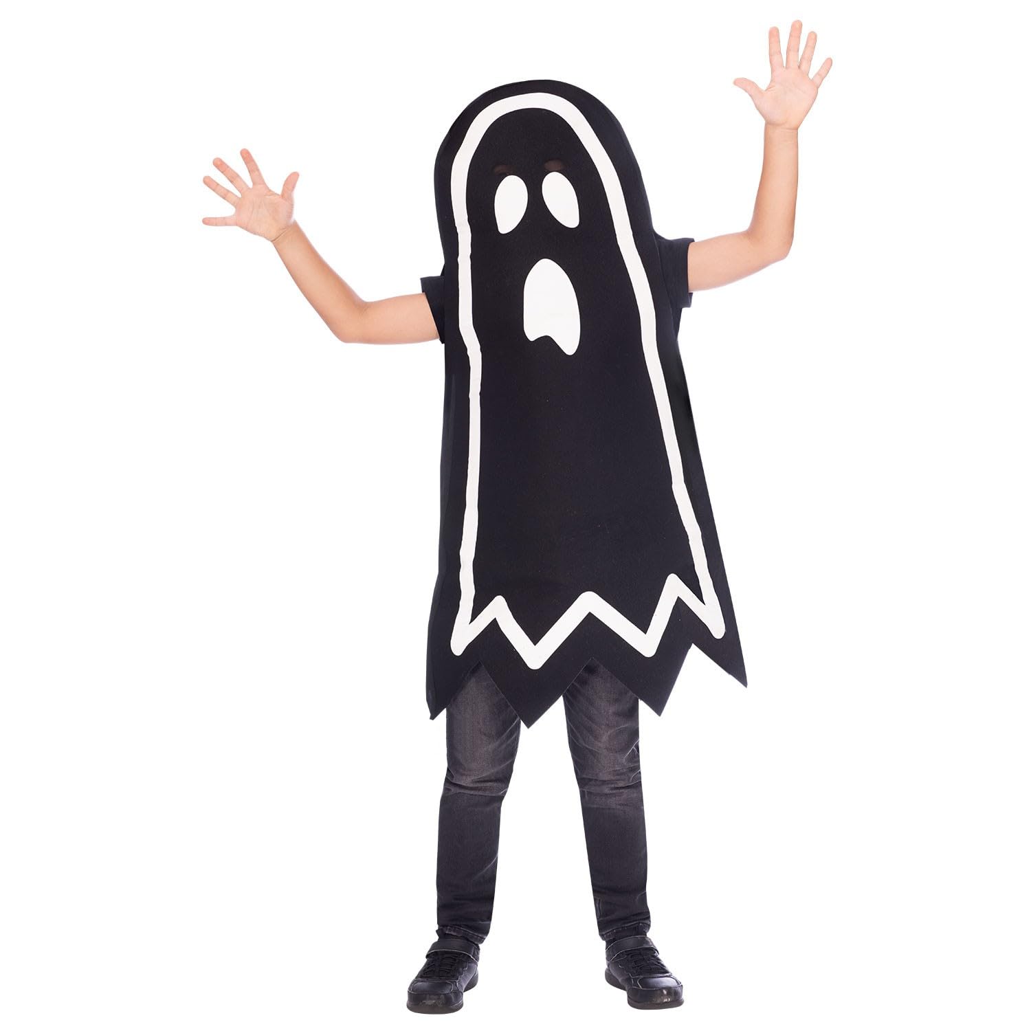 (PKT) (Fix 12/25) (9907102) Child Stick Ghost Glow In The Dark Costume Top (10-12yr)