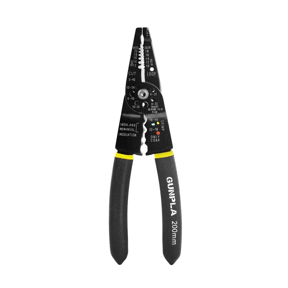 Gunpla Wire Stripper Multi-Function Tool for Cutting Cables Screws Comfortable Gripping Serrate Nose Crimper Cutter Plier Stripping Wires and Crimping Terminals and Connections 8 inch / 200mm