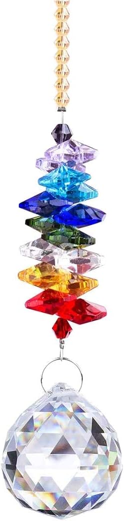 H&D Kristall Sonnenfänger Handgefertigt Chakra Regenbogen Sun catcher Hängend Prismen Anhänger