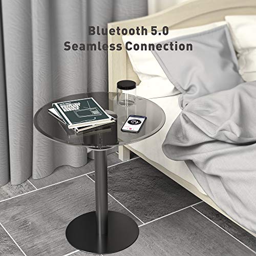 ABRAMTEK E800 Speaker Table, Modern Home Round Glass Smart End Table
