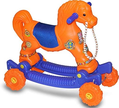 Akshat 2 in 1 Orange Attractive Color Horse Rider for Kids for 3 Years