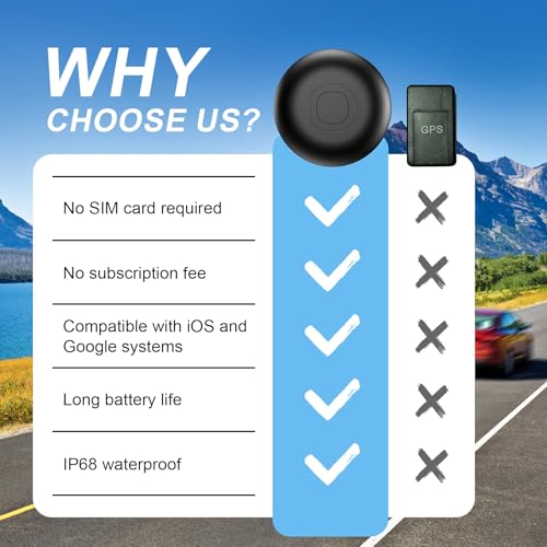 GPS Tracker per Auto, Localizzatore GPS per Auto senza Abbonamento, Compatibile con Android e iOS, IP68 Impermeabile, Magnetico Air Tracker GPS per Moto, Bici, Bagagli (nero)