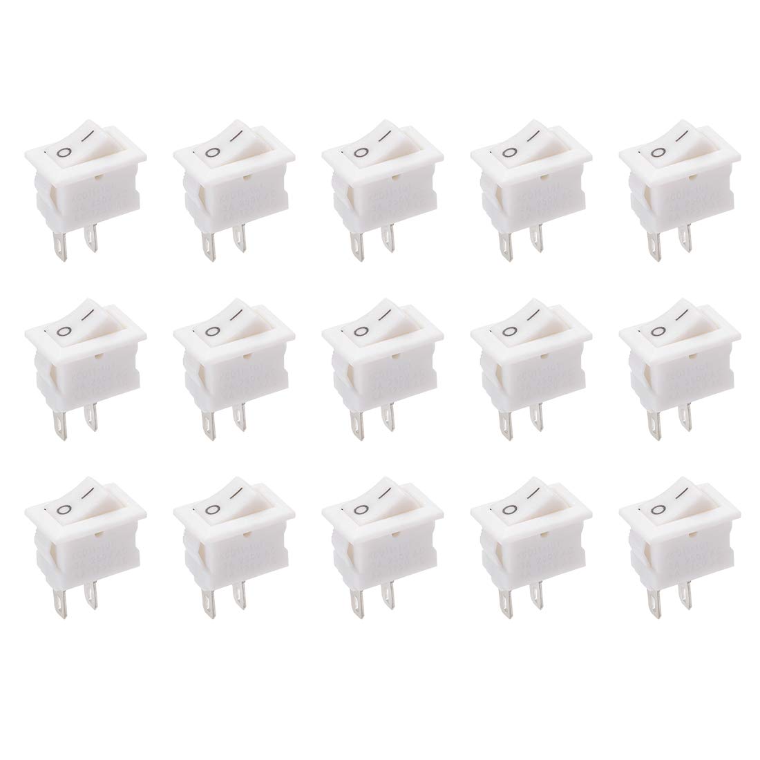 uxcell SPST Mini Boat Rocker Switch White Toggle Switch for Boat Marine ON/OFF AC 250V/3A 125V/6A 15pcs