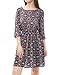 Allegra K Women's 3/4 Sleeves Elastic Waist Floral A Line Dress Black L