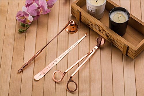 AIMASI Candle Accessory Gift Pack, Wick Trimmer, Wick Dipper &amp; Bell Snuffer, Polished Stainless Steel (Rose Gold)
