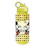 Silver Buffalo DL1164 Disney Mickey and Minnie BPA-Free Tritan Water Bottle, 20 oz., Yellow