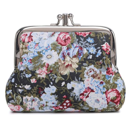 Sanxiner Cute Floral Buckle Coin Purses Vintage Pouch Kiss-lock Change Purse Wallets…, 25, One Size