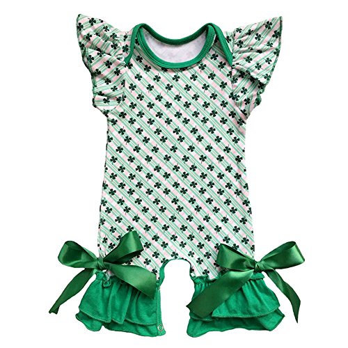 IMEKIS Newborn Toddler Baby Girls Romper First 1st Easter Day Jumpsuit One Piece Bodysuit Birthday Outfit Pajama Clothes Playsuit Nightwear Cake Smash Party Babygown Green Grass 3-6 Months