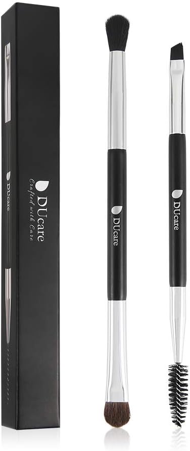 DUcare Eyebrow Brush Eyeshadow Brushe 2Pcs Professional Dual Ended For Eye & Eyebrow & Eyelash-black