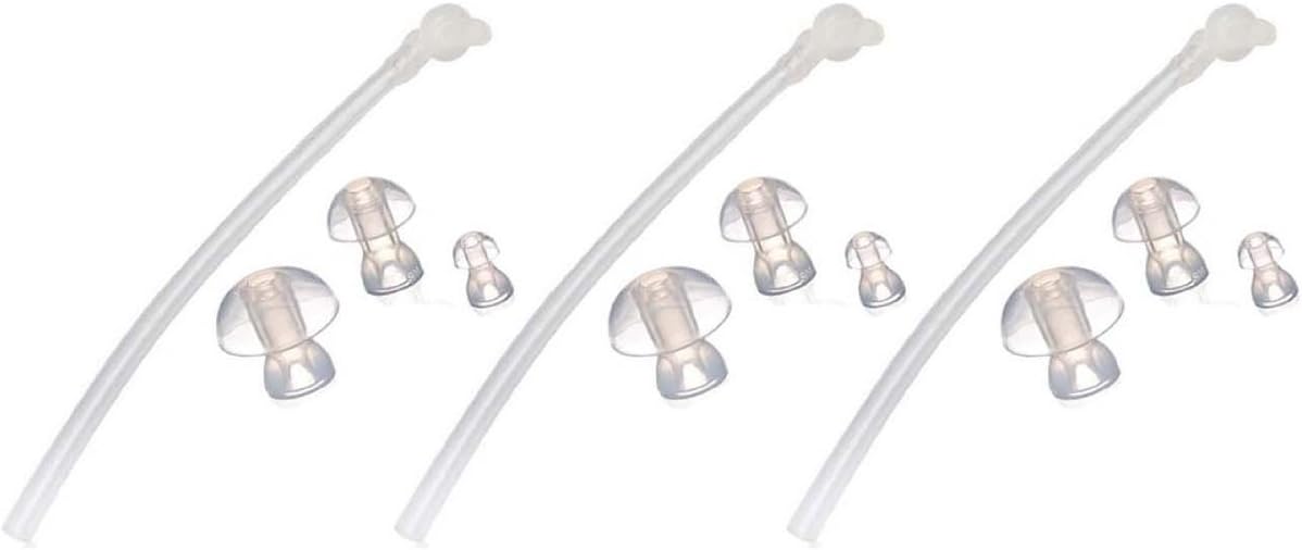 JYTOP® 3 x Universal Sound Tube + 9 x Ear plugs/eartips/domes for BTE Hearing Aids, Clear, S, M, L