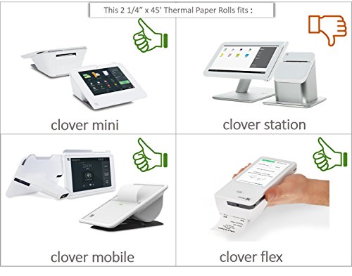 Clover Flex Mini and Mobile 2 1/4 x 45 Thermal Light Yellow Receipt Paper Rolls (10 rolls) - Thumbnail 5