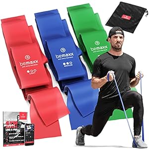 Resistance band – Weerstandsband set van 3 / Extra lange 2m Fitnessbanden + Trainingsgids | Gymnastiekband Fitness…