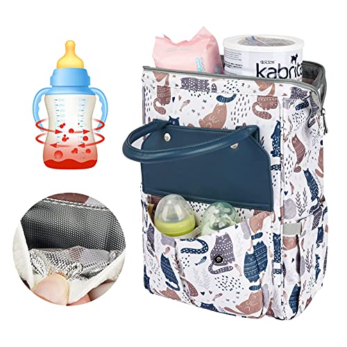 Bebamour Changing Bag Backpack with Changing Mat, Waterproof Nappy Bag Backpack for Mom and Dad, Baby Diaper Bag Nappy Back Pack with Stroller Hook (Grey Cat)