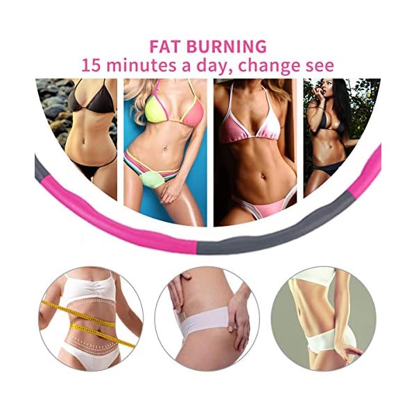 Weighted-Hula-HoopWeighted-Hula-Hoops-for-Adults-Gymnastics-Hoop-with-Foam-Adjustable-Weight-for-Adults-Fitness-Sports-Home-Abdominal-Shaping-PinkGrey Weighted Hula Hoop,Weighted Hula Hoops for Adults, Gymnastics Hoop with Foam, Adjustable Weight, for Adults Fitness…
