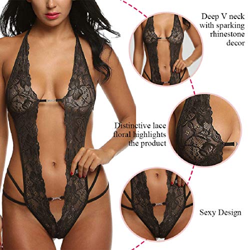 Voqeen-Babydoll-Lingerie-Donna-Sexy-Erotico-Camicia-da-Notte-Biancheria-Body-Curvy-Pizzo-Trasparente-Intima-da-Notte-Aperto-Hollow-Halter-Sleepwear