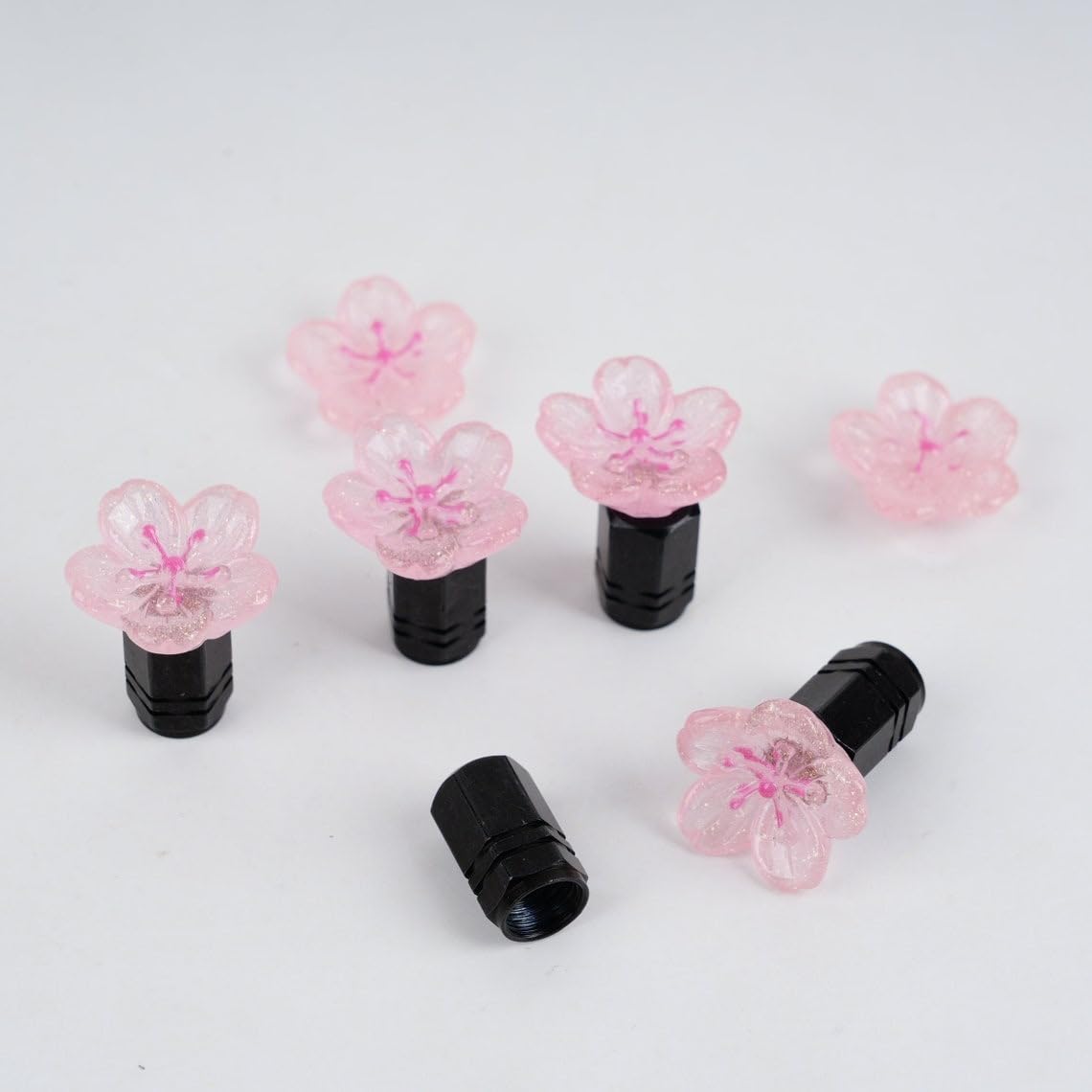 Pink Cherry Blossom tire Valve Cap Set Includes