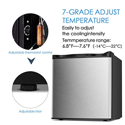 Upright Freezer Lock 1.1 Cubic Feet with Reversible Stainless Steel