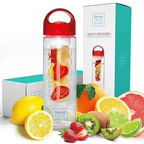 Savvy Infusion Water Bottles Fruit Infuser Bottle with Unique Leak