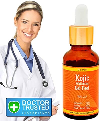 Cosmoderm Kojic Acid 10% Glycolic 15% Lactic acid 20% combo Gel peel treats Acne, Scars, Sun Damage and Fine Lines(Pack of 3)