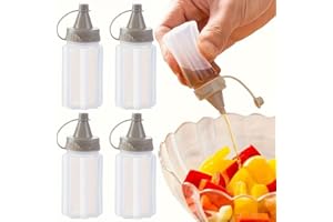 4pcs Mini Condiment Bottles, Squeeze Spice Containers with Lids, Portable Seasoning Jars for Kitchen, Camping, Picnic & Offic