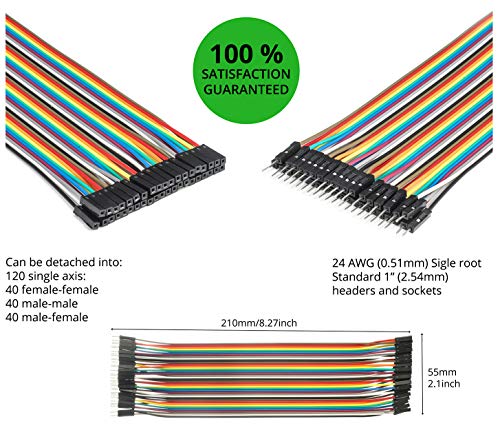 DEYUE 3 Set Standard Jumper Wires Plus 3 Set of Solderless Prototype Breadboard 830 tie Points Breadboard | 3 Set of M/F, M/M, F/F - Each 40pin Electronic Jumpers Wire - Thumbnail 2