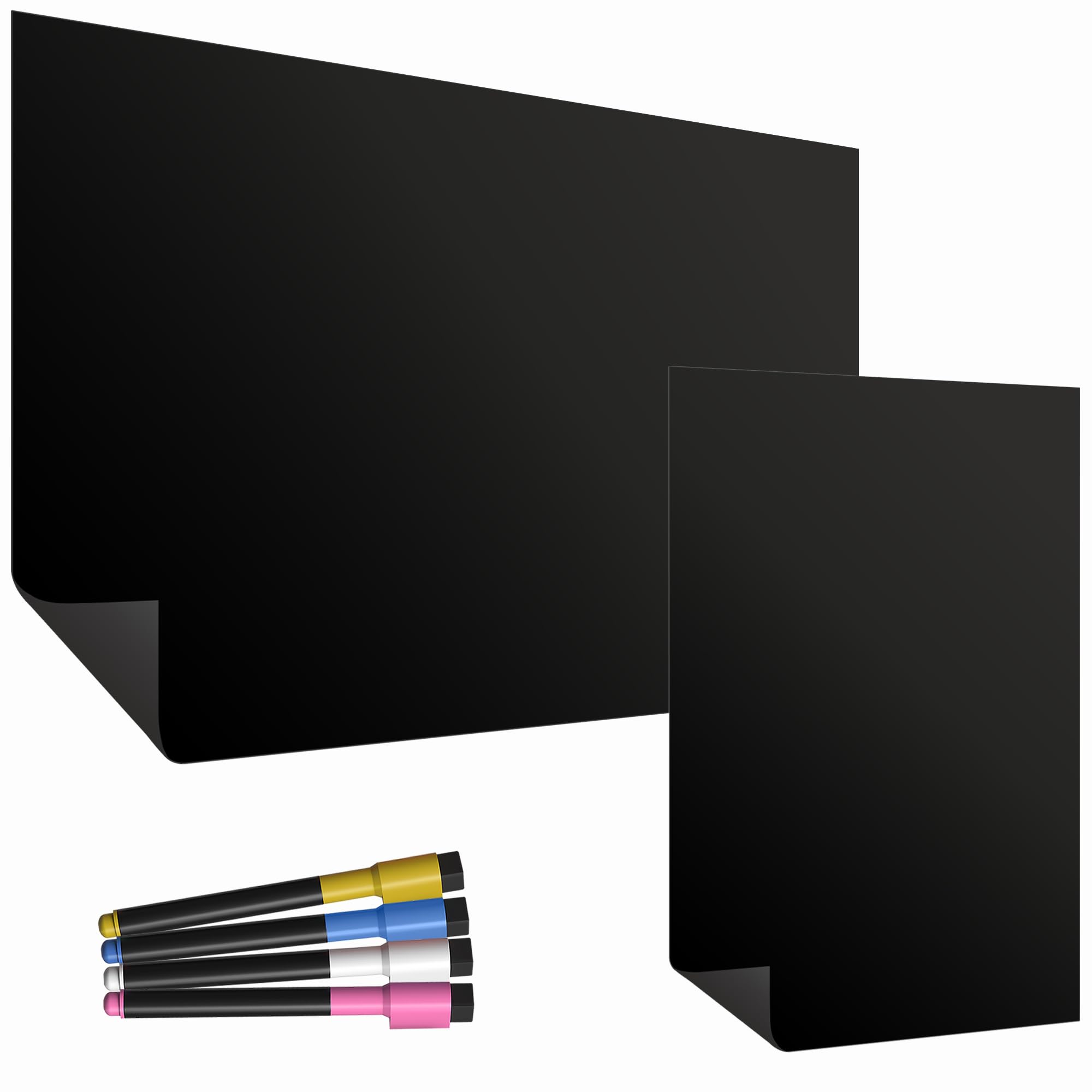 TMS Magnetic Whiteboards for Fridge | Twin Pack | with A4 and A3 Blackboards