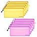 BCP 10pcs Random Color Plastic Double Layer Invoice Bill Bag, Pencil Pouch Pen Bag, 9 x 4-1/2inches