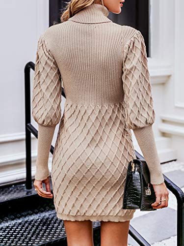 Cable Knit Turtleneck Sweater Dresses 