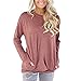 Clearance! Kstare Women Casual Long Sleeve Cotton Solid Loose Pockets T-Shirt Blouses Tops (Red, M)