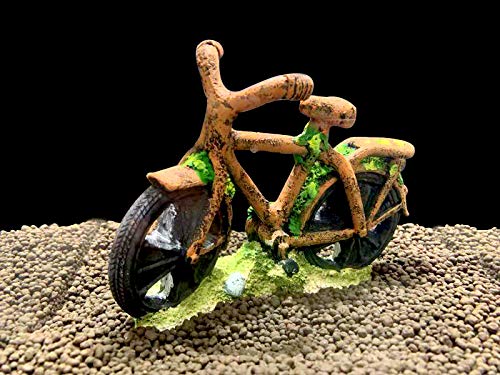 BEGONDIS Wreck Fishing Bike Aquarium Décor for Fish Tank, Rustic and Vintage Design, Durable Resin Material