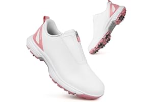 THESTRON Women Waterproof Golf Shoes Spikes Golf Training Sneakers Female Golf Footwears Zipper Golf Sports Shoes Women Walking Sneakers with Spikes Zipper