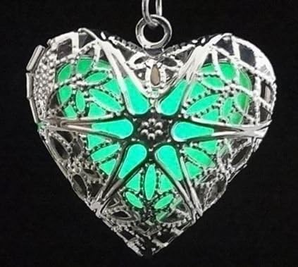 Fairy Pendant Locket Glowing Necklace Steampunk Style Glows in the Dark Green with 18" Chain (1 Green)