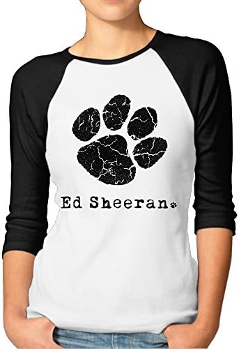 Lii Women Ed Sheeran Logo Cotton Casual Raglan T-shirt XX-Large Black