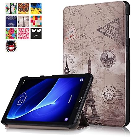 DHZ Case for Samsung Galaxy Tab A 10.1 SM-T580 T585 10.1 Inch Tablet, Multi-Viewing Ultra Slim Lightweight Stand Cover with Auto Sleep/Wake Feature ,Eiffel Tower Retro Style