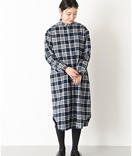 Amazon Co Jp かぐれ Kagure レディスワンピース フランネルチェックシャツワンピース Nv Gry Free 服 ファッション小物