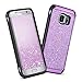 Galaxy S7 Edge Case, Samsung Galaxy S7 Edge Case, BENTOBEN 2 in 1 Luxury Glitter Bling Hybrid Hard Cover Sparkly Shiny Faux Leather Shockproof Bumper Protective Case for Samsung Galaxy S7 Edge, Purple