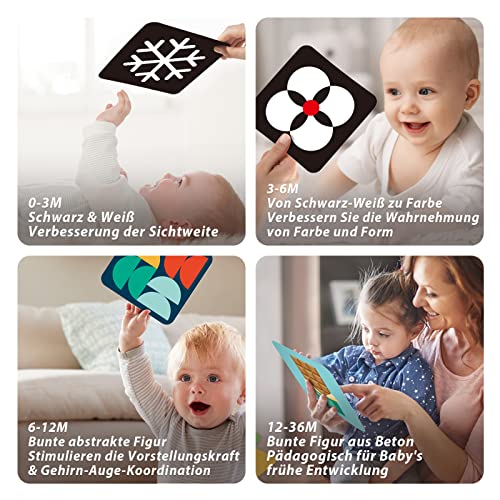 Hahaland Contrast Cards Baby Toy from 0 3 6 12 36 Months, 80 Cards, Black White Flash Cards, Contrast Toy for Newborns, Visual Stimulus Flashcards, Baby Gift Birth, 5.9 inches x 5.9 inches