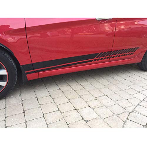 i-VIVIAN Universal Sports Racing Stripe Graphic Stickers and Decals for Truck Auto Car Body Side Door (Black)