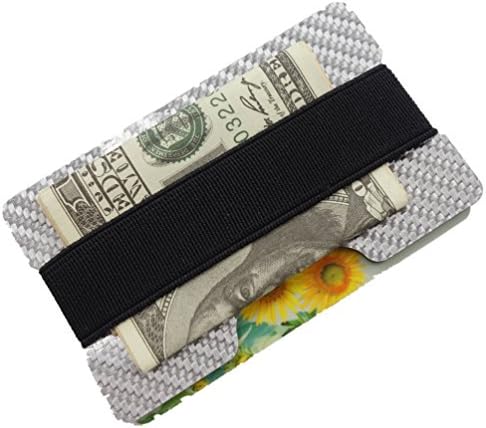 Carbon Fiber RFID Blocking Credit Card Holder Slim Wallets Front Pocket Money Clip (2 plate Silver)