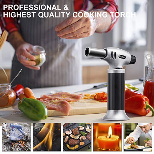 YIYATOO Professional Kitchen Torch Quality (Butane Gas Not Included) for Home Chef's Kitchen for Searing Food, Meat, Crème Brule | Adjustable Flame (MAX 2372°F) - for Cooking, Baking, BBQ, Home Use - Thumbnail 6