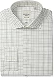 Ben Sherman Men's Slim Fit Dobby Check Spread Collar Dress Shirt, White/Black, 15.5