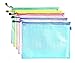 5pcs Clear Color Zippered Vinyl Mesh Documents Pouches，Waterproof Travel Pouch，Office Paper Document Bag，A4 Paper Size