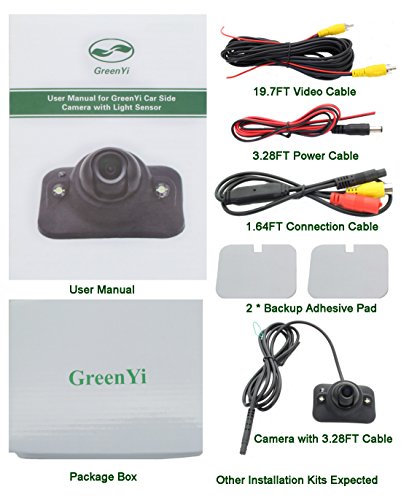 Car HD Blind Spot Side View Camera with Auto-dimming LEDs, NO Guide Line, NO Drilling, Mirror/Non-Mirror Image Adjustable Easy Installation
