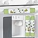 Daisy and Butterfly Green and White Appliance Handle Covers, 3 Piece Set for Oven and Refrigerator, Green