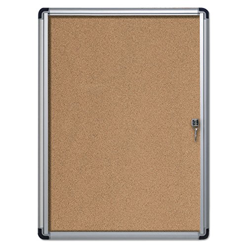 MasterVision VT630101690 Slim-Line Enclosed Cork Bulletin Board, 28 x 38, Aluminum Case